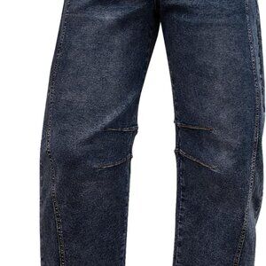 Barrel Jeans for Women Trendy High Waisted Wide Leg Baggy Cropped Relax Fit Stre
